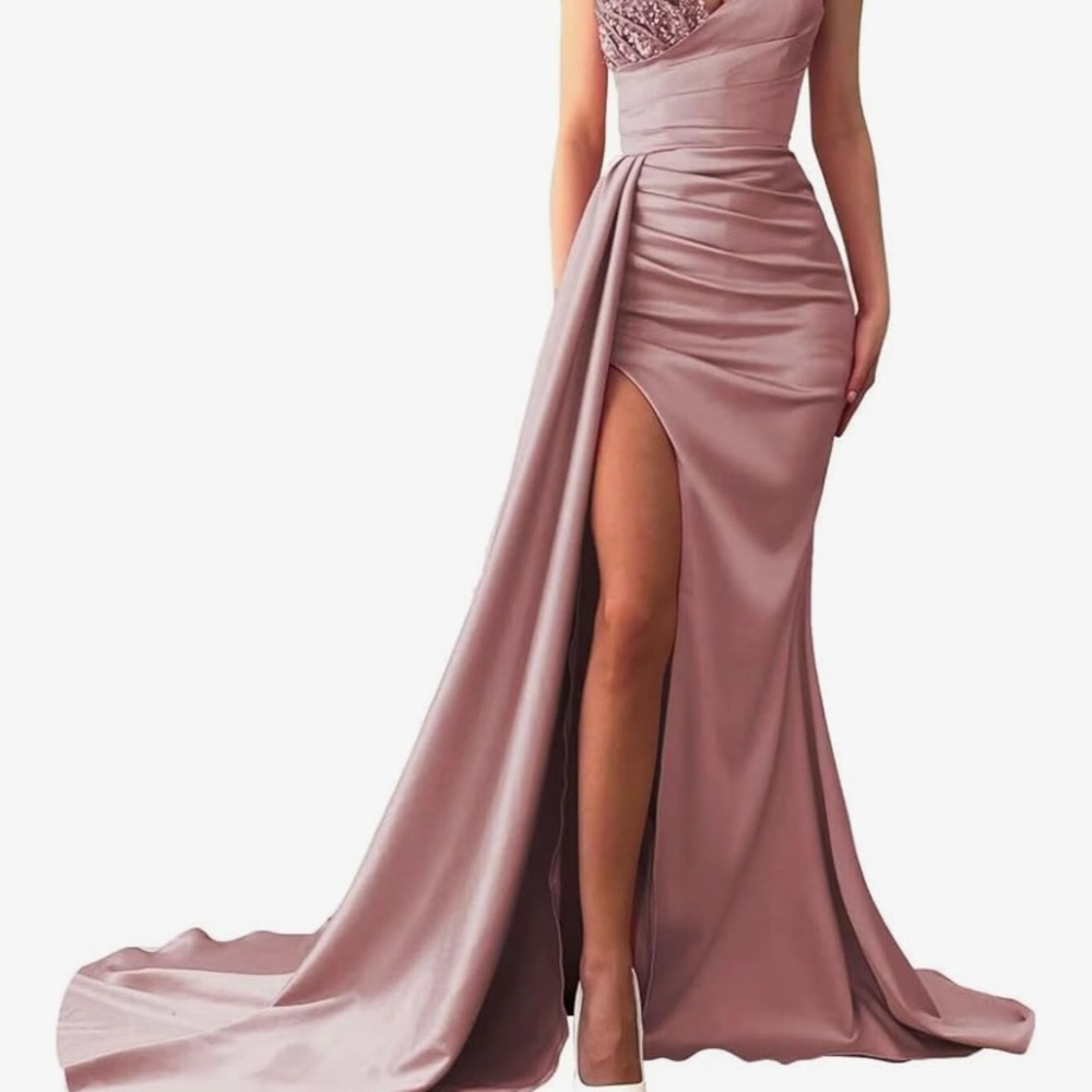 Chic Asymmetrical Blush Evening Dress